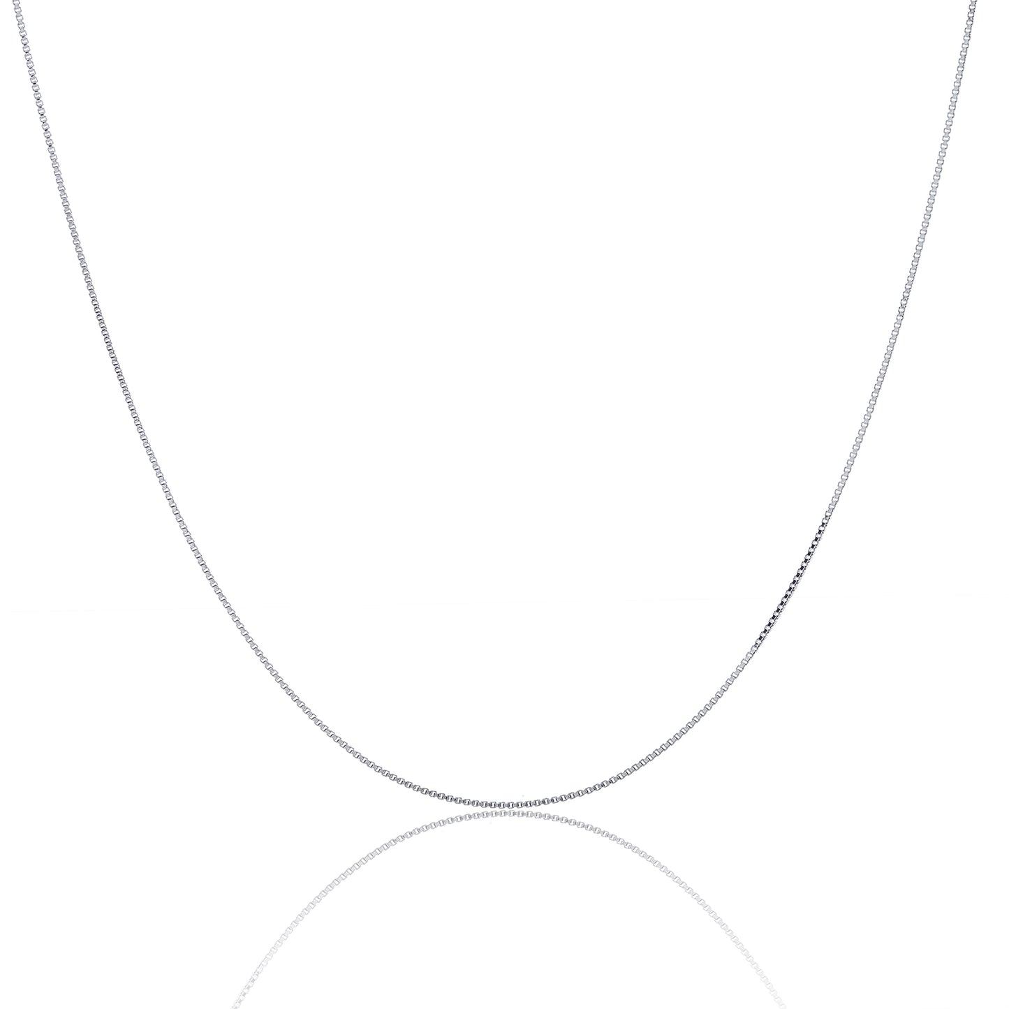 925 Sterling Silver 1MM Box Chain - Rhodium Plated - Lobster Claw Clasp - Size 16"-36"