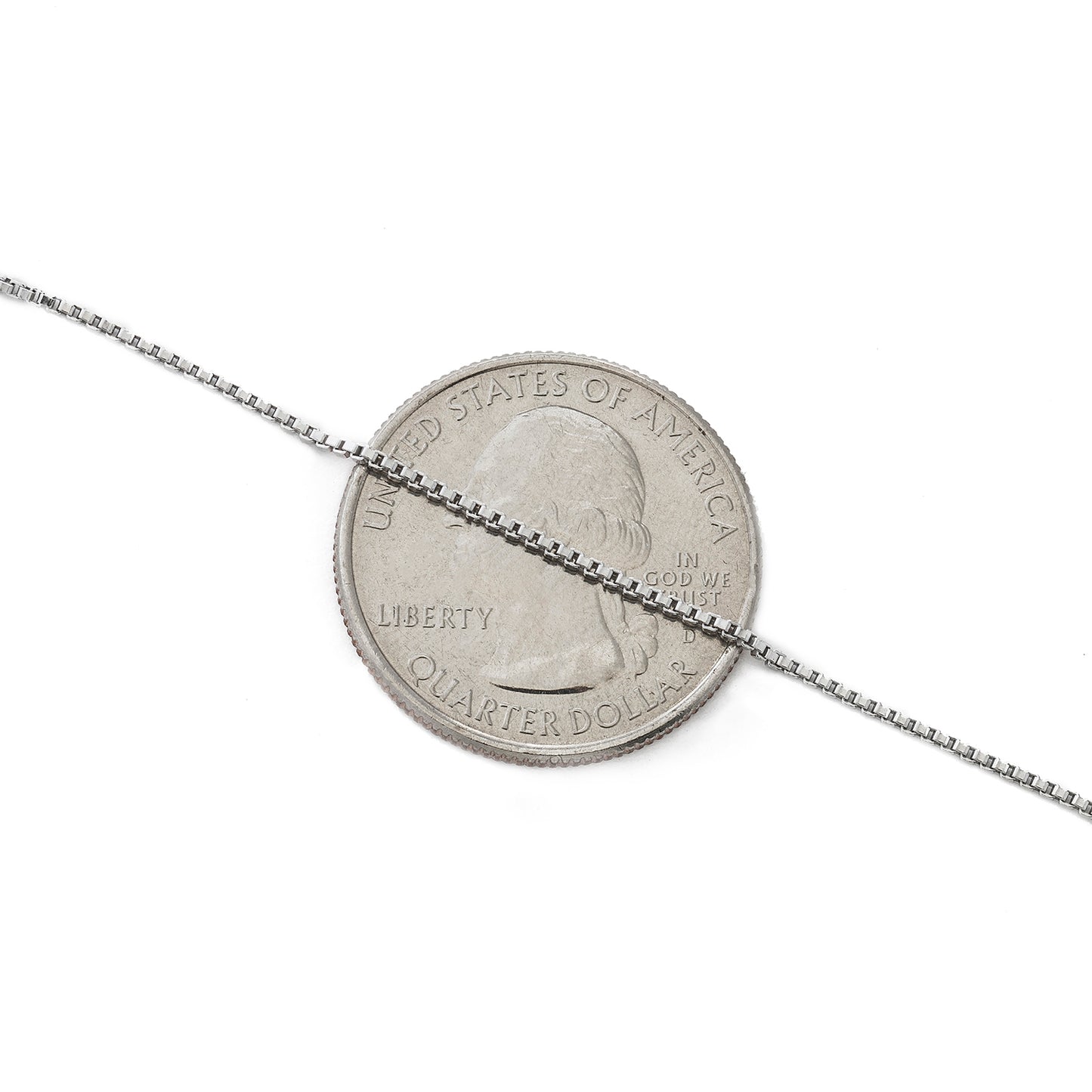 925 Sterling Silver 1MM Box Chain - Rhodium Plated - Lobster Claw Clasp - Size 16"-36"