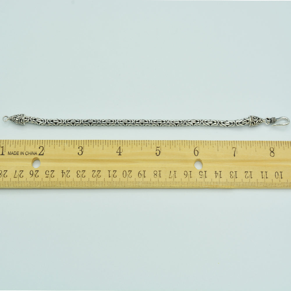 Sterling Silver Handmade Byzantine Bali Chain - 7" 2.5mm