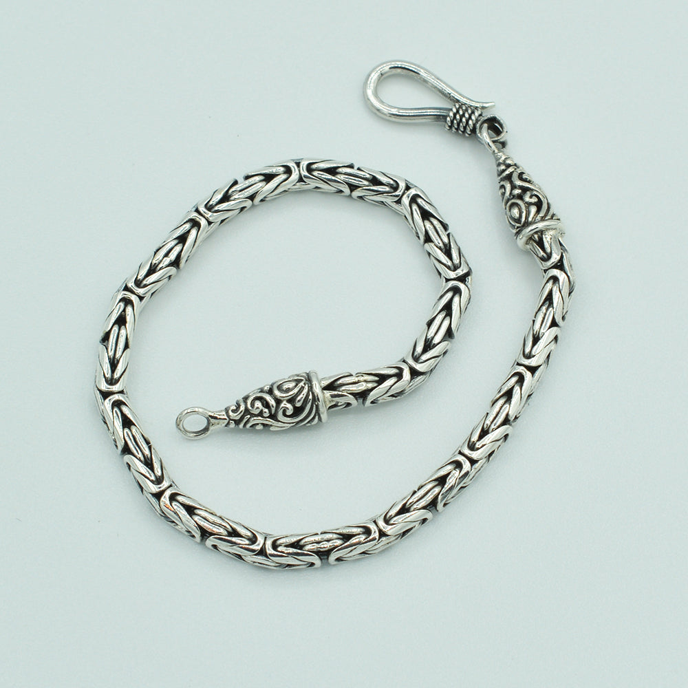 Sterling Silver Handmade Byzantine Bali Chain - 7" 2.5mm