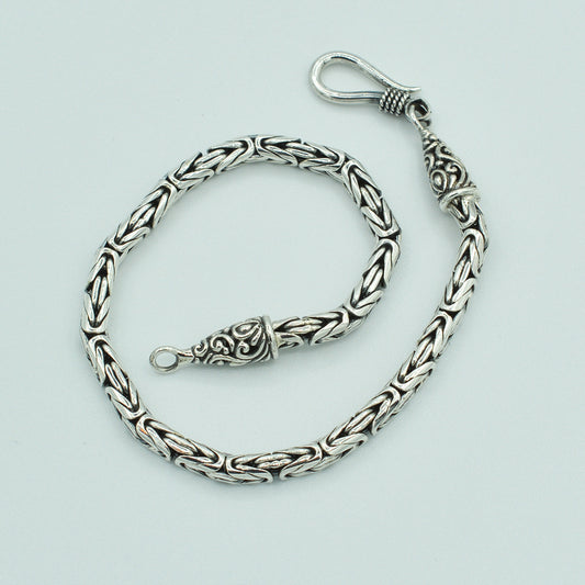 Sterling Silver Handmade Byzantine Bali Chain - 7" 2.5mm