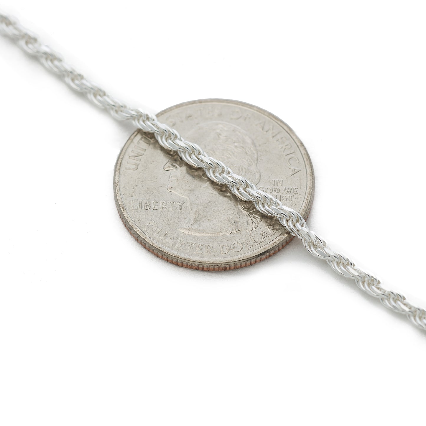 925 Sterling Silver 2.5MM Rope Chain Italian Crafted Necklace for Women and Men 16 - 36"