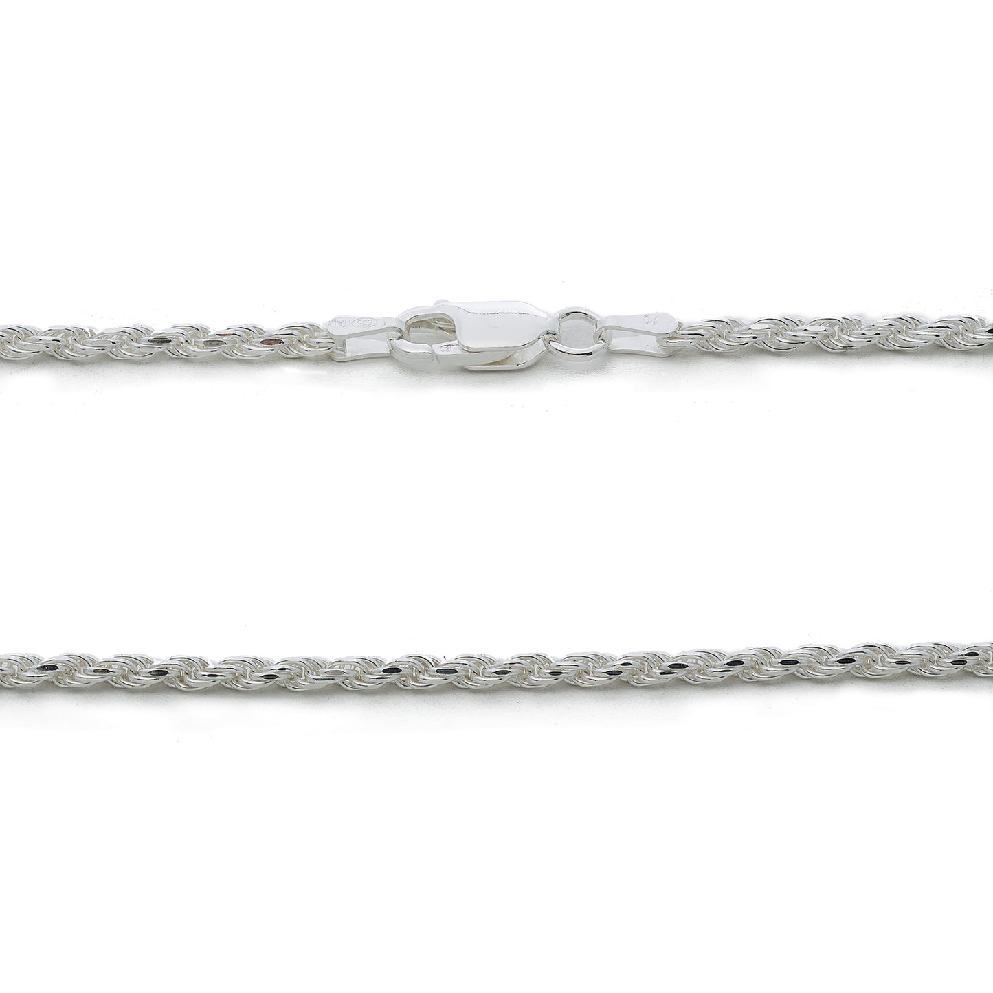 925 Sterling Silver 2.5MM Rope Chain Italian Crafted Necklace for Women and Men 16 - 36"