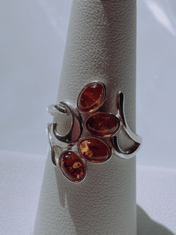 Amber Sterling Silver Ring