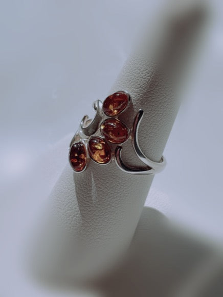 Amber Sterling Silver Ring