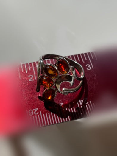 Amber Sterling Silver Ring