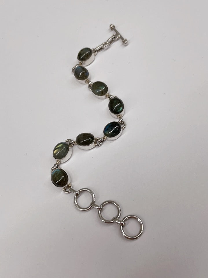 Oval Onyx Silver Bracelet-cabochon Set in Sterling Silver one of a kind