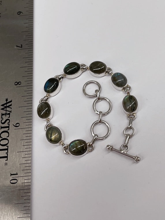 Oval Onyx Silver Bracelet-cabochon Set in Sterling Silver one of a kind