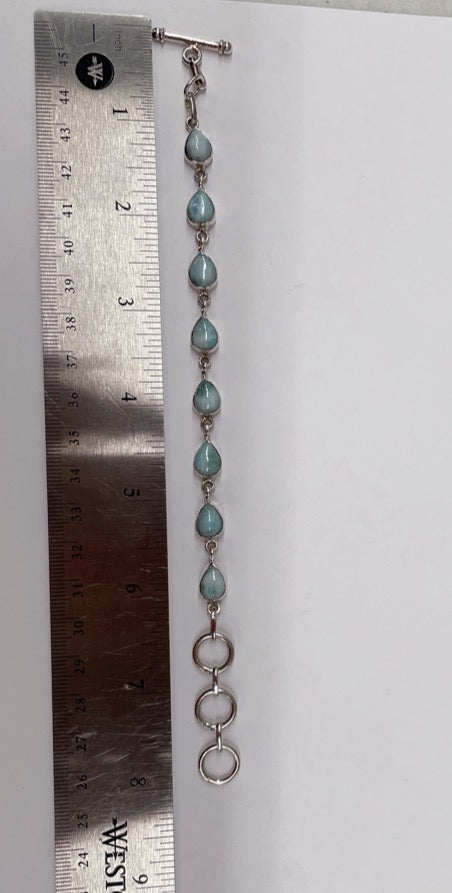 Larimar Teardrop Stone Silver Bracelet
