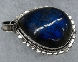 Natural Labradorite and sterling Silver Pendant