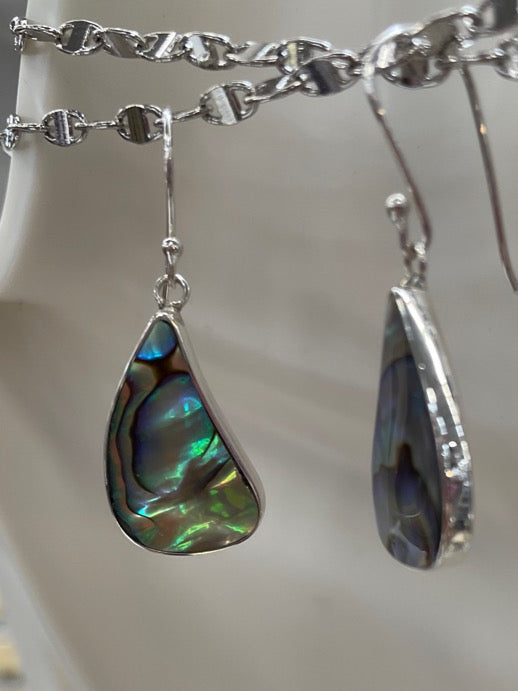 Abalone Sterling Silver Drop Pierced Earrings