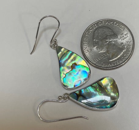 Abalone Sterling Silver Drop Pierced Earrings