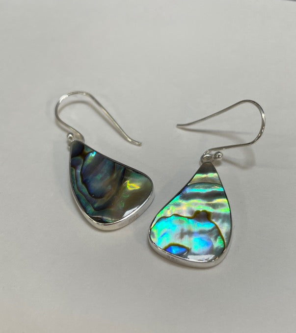 Abalone Sterling Silver Drop Pierced Earrings