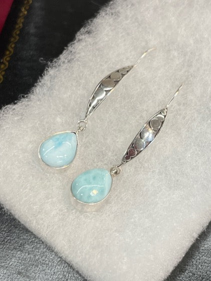 Larimar Sterling Silver Dropped Pierced Earrings