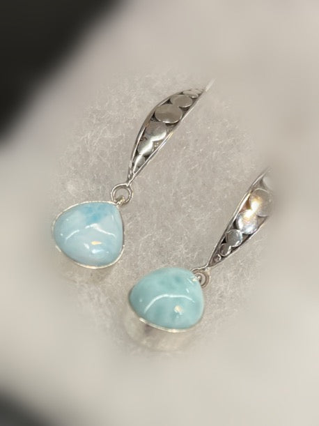 Larimar Sterling Silver Dropped Pierced Earrings