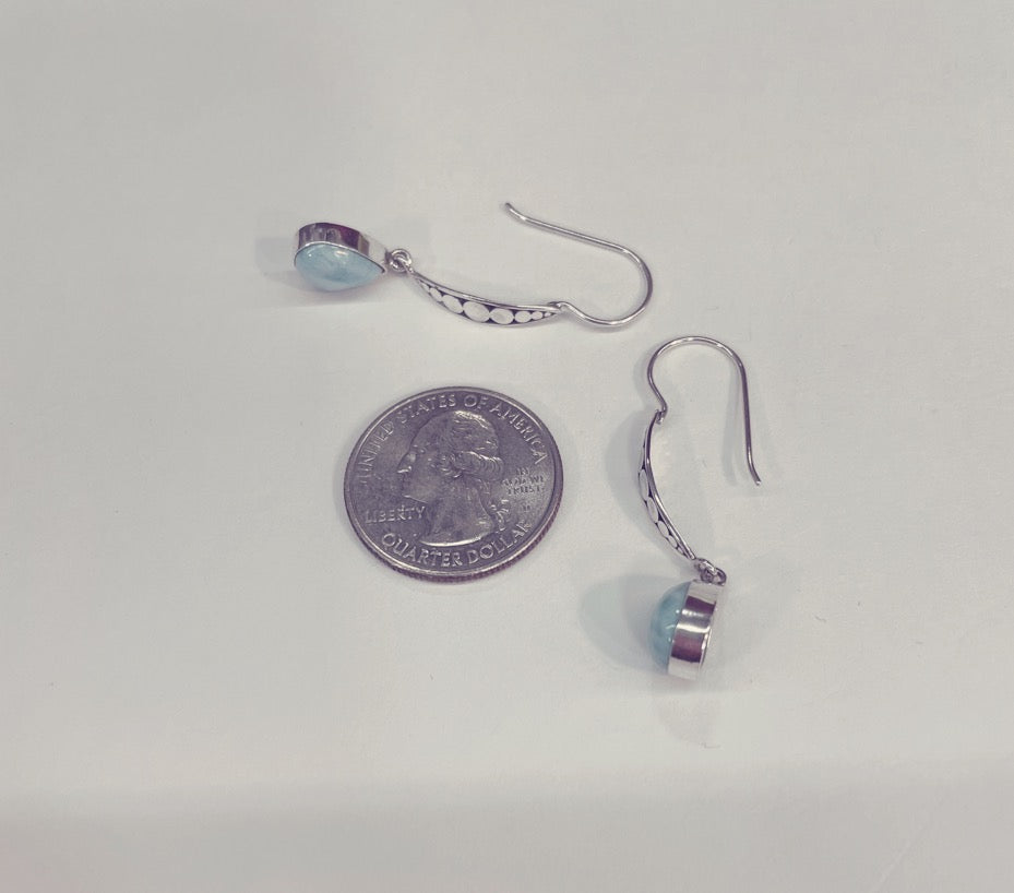 Larimar Sterling Silver Dropped Pierced Earrings