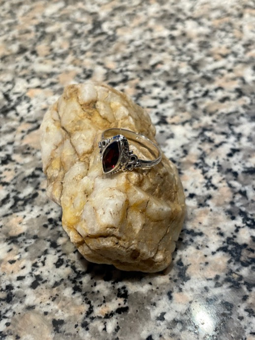 Garnet Sterling Silver Ring