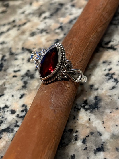 Garnet Sterling Silver Ring