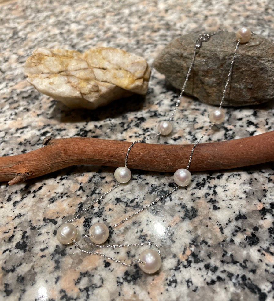 Freshwater Pearl Station Necklace 18"