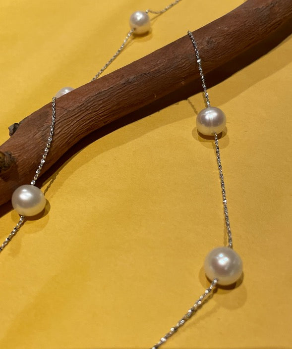 Freshwater Pearl Station Necklace 18"