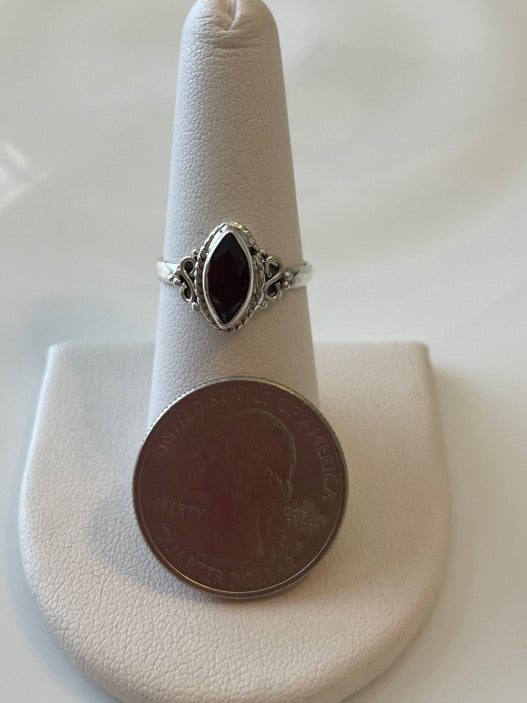 Garnet Sterling Silver Ring