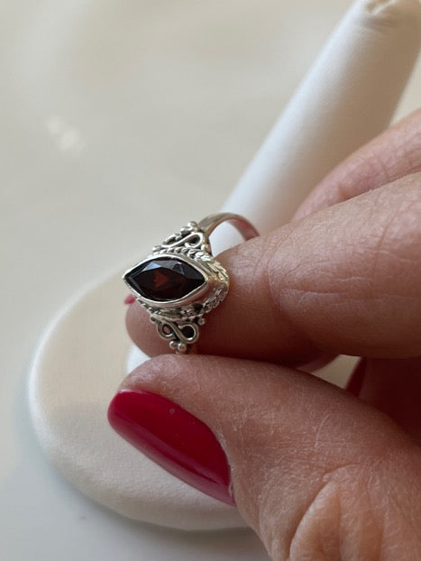 Garnet Sterling Silver Ring