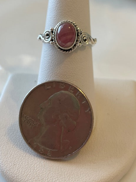 Rhodochrosite Sterling Silver Ring