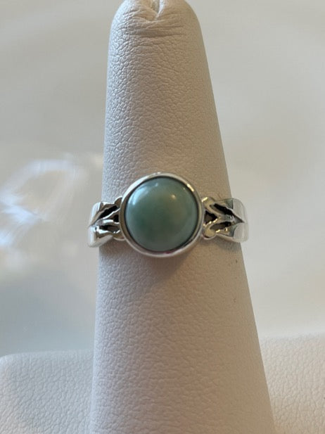 Larimar Sterling Silver Ring - Round shape