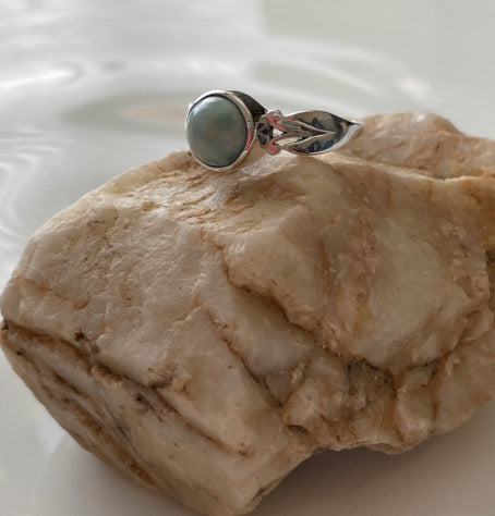 Larimar Sterling Silver Ring - Round shape