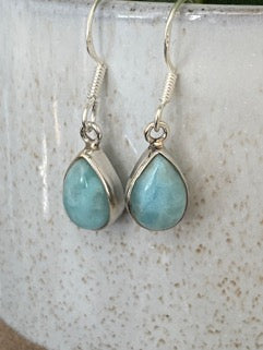 Larimar Sterling Silver Tear Drop Pierced Earrings
