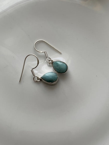 Larimar Sterling Silver Tear Drop Pierced Earrings