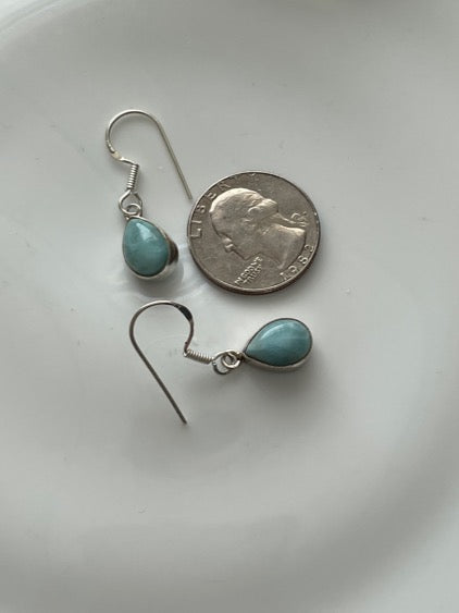 Larimar Sterling Silver Tear Drop Pierced Earrings