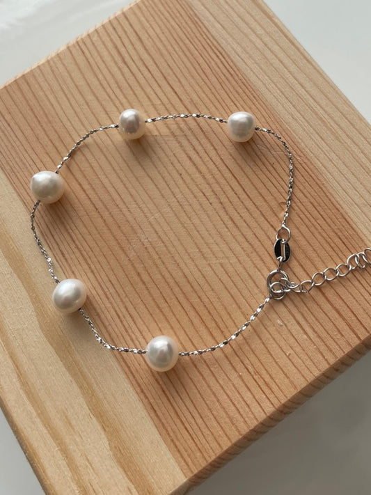 Sterling Silver Freshwater Pearl Bracelet - 1" extender