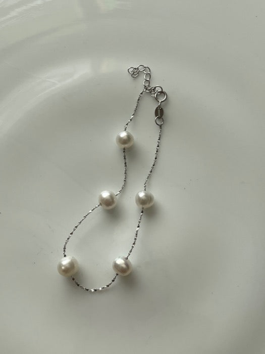 Sterling Silver Freshwater Pearl Bracelet - 1" extender