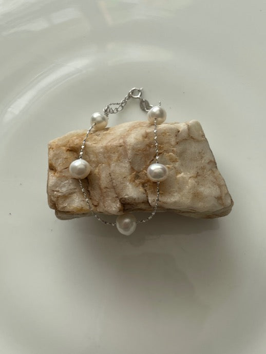 Sterling Silver Freshwater Pearl Bracelet - 1" extender