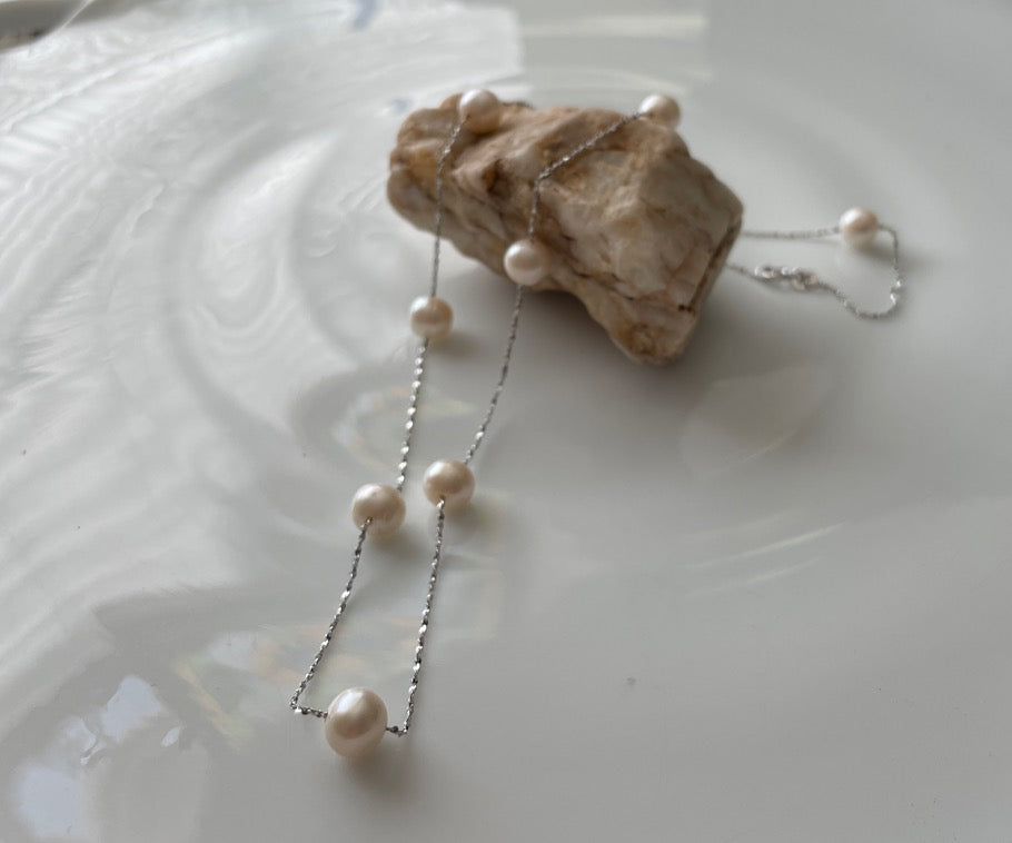 Freshwater Pearl Station Necklace 18"