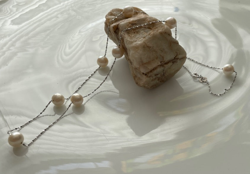 Freshwater Pearl Station Necklace 18"