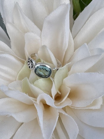 Blue Topaz Semi-Precious Oval shape Sterling Silver Ring