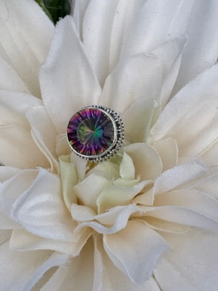 Mystic Topaz and Sterling Silver Ring-size 6.5