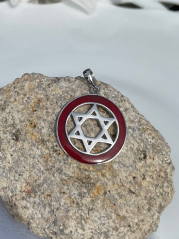 Sterling Silver Star of David Pendant with either Abalone, Mother of Pearl or Red Coral
