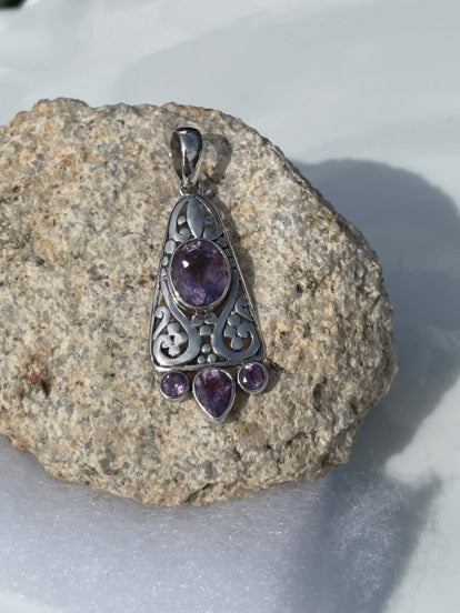 Amethyst and Sterling Silver Pendant