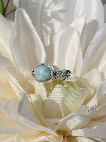 Larimar Sterling Silver Ring - Round shape