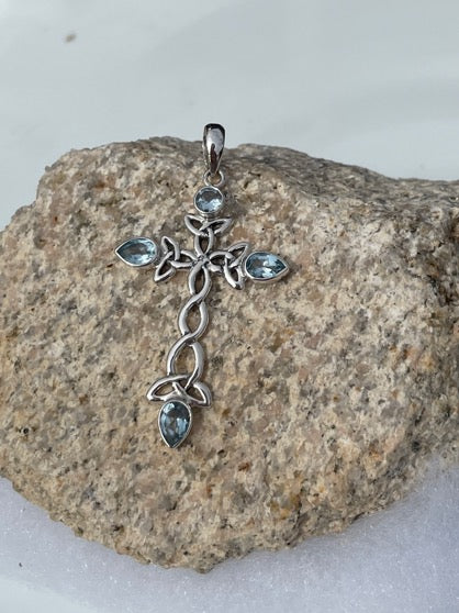 Blue Topaz Sterling Silver Cross