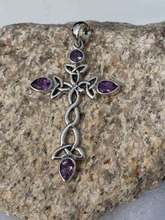 Amethyst Sterling Silver Cross Pendant