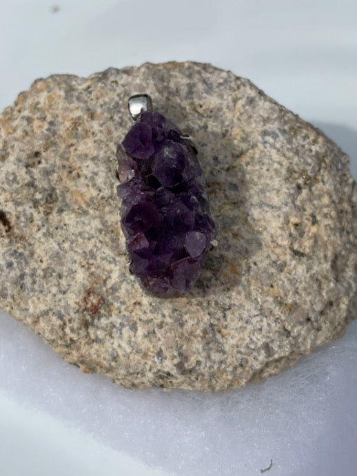 Amethyst Druzy Sterling Silver Pendant