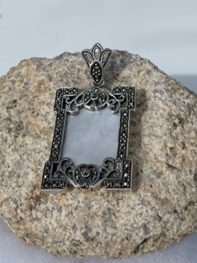 Sterling Silver Marcasite and Mother of Pearl Pendant