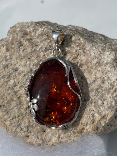 Sterling Silver Amber Pendant