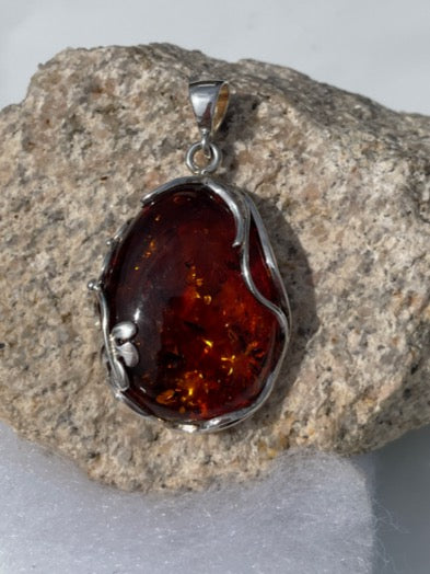 Sterling Silver Amber Pendant
