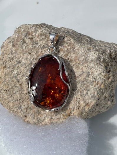Sterling Silver Amber Pendant