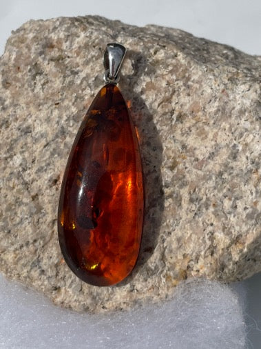 Amber and Sterling Silver Pendant